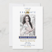 Blue White Gold Colors Photo Graduparty Kaart (Voorkant)