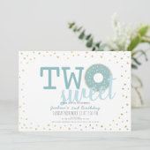 Blue White Gold Donut Two Sweet Boy 2de verjaardag Kaart (Staand voorkant)