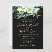 Blue White Gold Floral op Black Christelijk Weddin