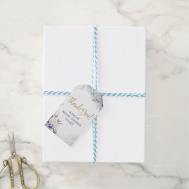 Blue White Gold Floral Roos Waterverf Hartelijk da Cadeaulabel