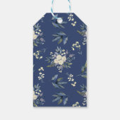Blue White Gold Floral Roos Waterverf Hartelijk da Cadeaulabel (Achterkant)