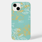 Blue White Gold Foil - Aangepaste Floral Case-Mate iPhone Case (Achterkant)