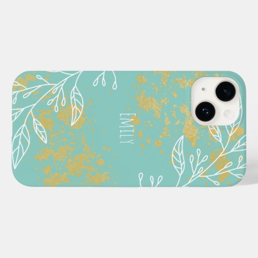  Blue White Gold Foil - Aangepaste Floral Case-Mate iPhone Case (Achterkant (horizontaal))