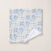 Blue White Gold Geometric Tile Chinoiserie Bad Handdoek (Wasdoekje)
