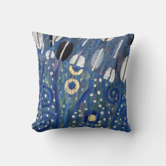 Blue White Gold Klimt Art Nouveau Pillow Kussen (Voorkant)