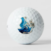 Blue White Gold Marble Abstract Art Monogram Golfballen (Voorkant)