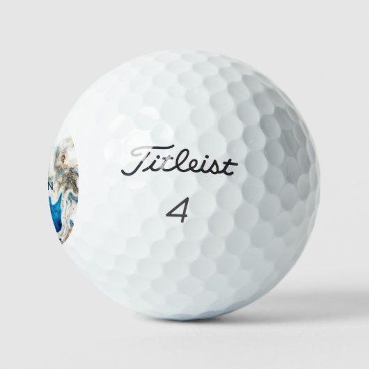 Blue White Gold Marble Abstract Art Monogram Golfballen (Logo)