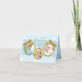 Blue White Gold Ornamenten kerstfotokaart Feestdagen Kaart