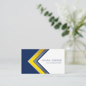 Blue White Gold Professional Geometrical Modern Visitekaartje (Staand voorkant)