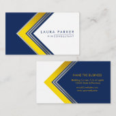 Blue White Gold Professional Geometrical Modern Visitekaartje (Voorkant / Achterkant)