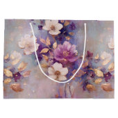 Blue White Gold Purple Floral Birthday Groot Cadeauzakje (Achterkant)
