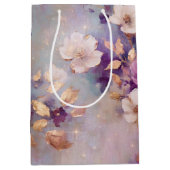 Blue White Gold Purple Floral Birthday Medium Cadeauzakje (Voorkant)