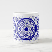 Blue White gothic Tile Pattern Grote Koffiekop (Voorkant)