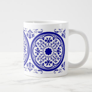 Blue White gothic Tile Pattern Grote Koffiekop