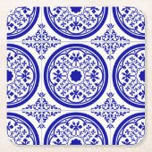 Blue White gothic Tile Pattern Kartonnen Onderzetters (Voorkant)