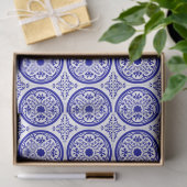 Blue White gothic Tile Pattern Tissuepapier (Geschenk)