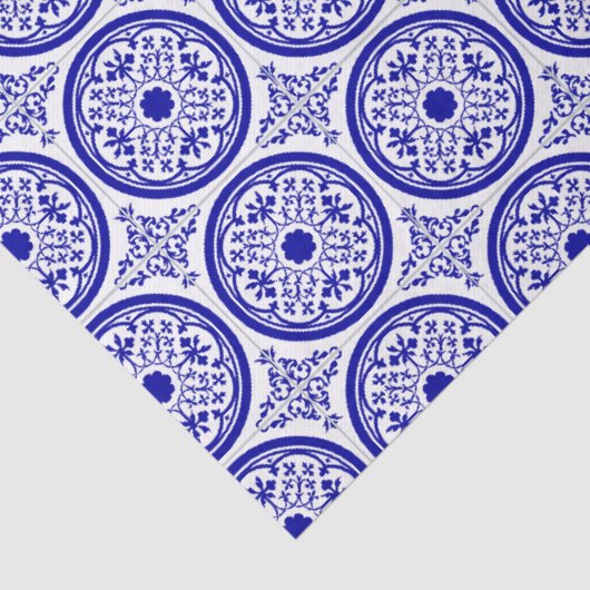 Blue White gothic Tile Pattern Tissuepapier (Detail)