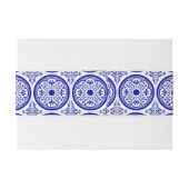 Blue White gothic Tile Pattern Uitnodigingen Wikkel (Achterkant Voorbeeld)