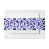 Blue White gothic Tile Pattern Uitnodigingen Wikkel (Voorkant Voorbeeld)
