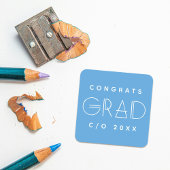 Blue White Grad Typography Graduation Sticker