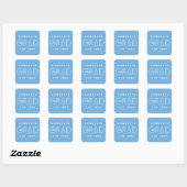 Blue White Grad Typography Graduation Sticker (Vel)