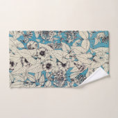 Blue White Graphic Flowers Patroon Bad Handdoek (Handdoek)