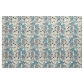 Blue White Graphic Flowers Patroon Stof (Yard (91,4 cm))