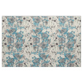 Blue White Graphic Flowers Patroon Stof (Fat Quarter)