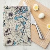 Blue White Graphic Flowers Patroon Theedoek (Quarter Fold)