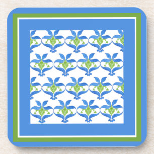 Blue White Green Art Nouveau Pattern-Onderzetters Bier Onderzetter