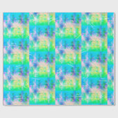 Blue White Green Fractal Snowflake Kerstmis Cadeaupapier (Vlak)