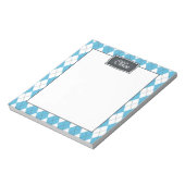Blue White Grey Argyle met naam Notitieblok (Linkerzijde)