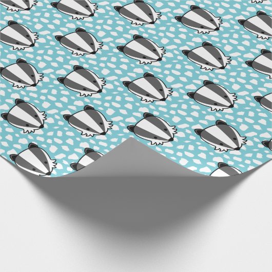 Blue White Grey - Badger Pattern Cadeaupapier (Hoek)