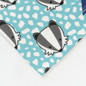 Blue White Grey - Badger Pattern - Naam Fleece Deken (Hoek)