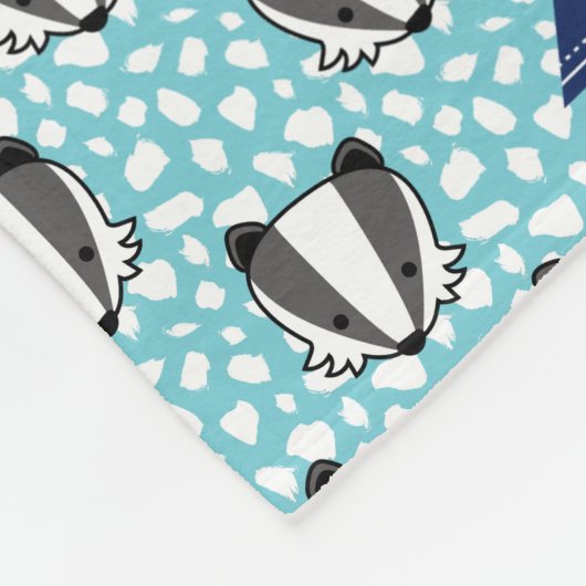 Blue White Grey - Badger Pattern - Naam Fleece Deken (Hoek)
