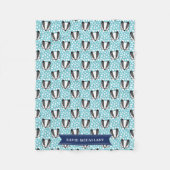 Blue White Grey - Badger Pattern - Naam Fleece Deken (Voorkant)