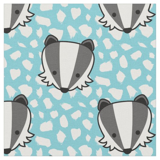 Blue White Grey - Badger Pattern Stof (Close Up)