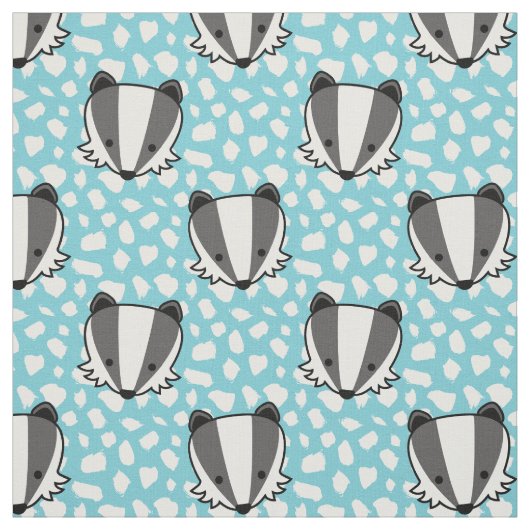 Blue White Grey - Badger Pattern Stof (Swatch)