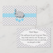 Blue White Grey Elephant Baby shower Book Request Informatiekaartje (Voorkant / Achterkant)