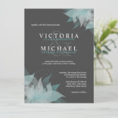 Blue White & Grey Floral Wedding Invitations Kaart (Staand voorkant)