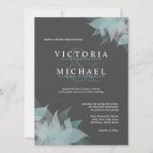 Blue White & Grey Floral Wedding Invitations Kaart (Voorkant)