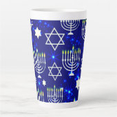 Blue & White Hanukkah Menorah Latte Mok (Voorkant)