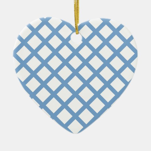 Blue White Harlequin Diamond Stripe Ornament (Voorkant)