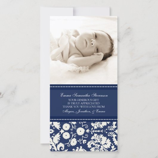 Blue White - Hartelijk dank - Baby shower fotokaar Bedankkaart (Voorkant)