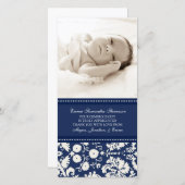 Blue White - Hartelijk dank - Baby shower fotokaar Bedankkaart (Voorkant / Achterkant)