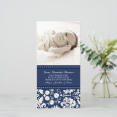 Blue White - Hartelijk dank - Baby shower fotokaar Bedankkaart (Staand voorkant)