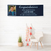 Blue White High School College Afstudeerfoto Spandoek (Insitu)