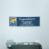 Blue White High School College Afstudeerfoto Spandoek (Beurs)