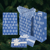 Blue White Holiday Chinoiserie Snowflake  Groot Cadeauzakje
