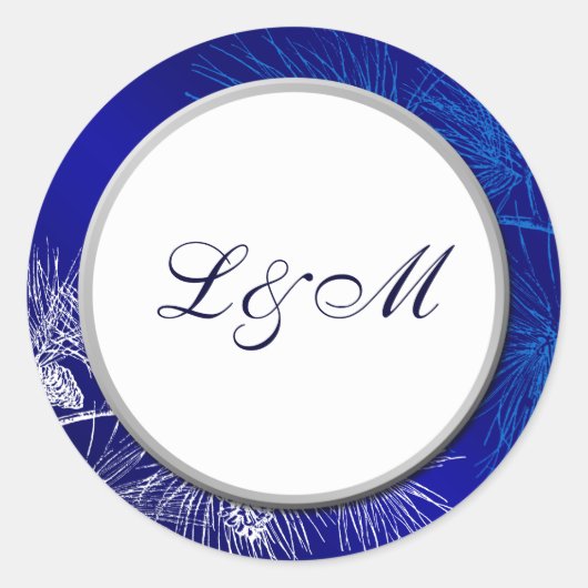 Blue White Holiday Custom Monogram Stickers (Voorkant)